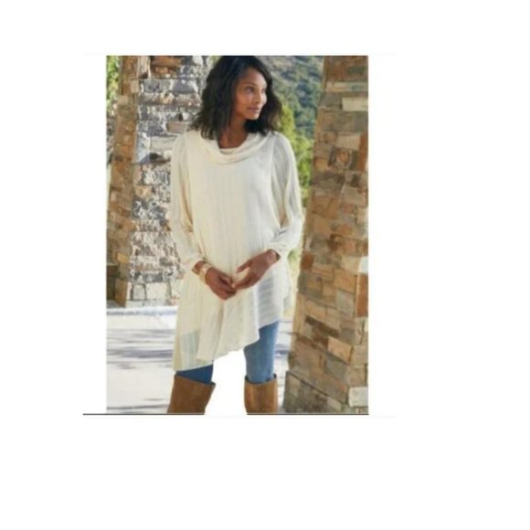 Soft Surroundings Cream Neapolitan Layered Chiffon Tunic Size 1X - Picture 9 of 9